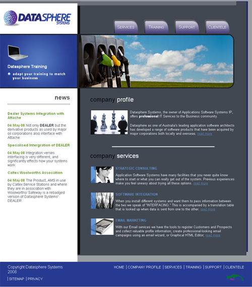 Screenshot of Datasphere Systems website